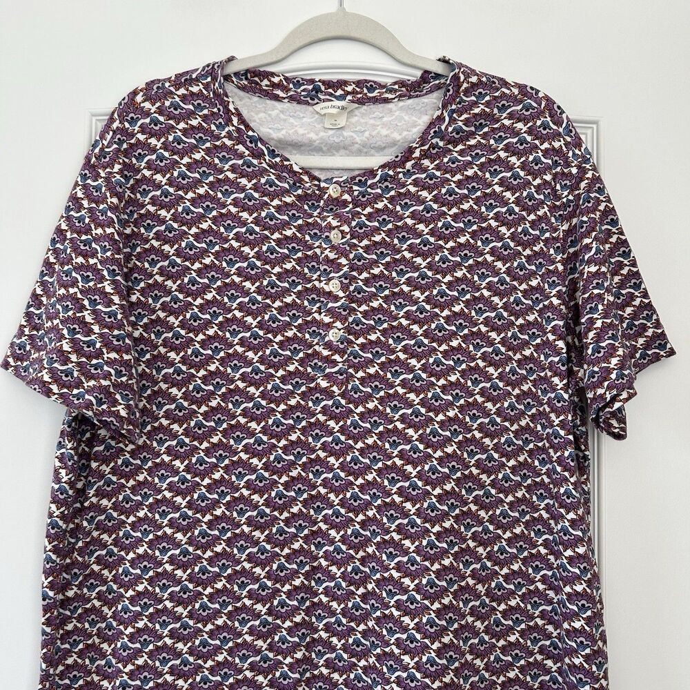 Vera Bradley Henley Nightgown Sleepwear Dress Size M Scaevola Fan Floral Cotton